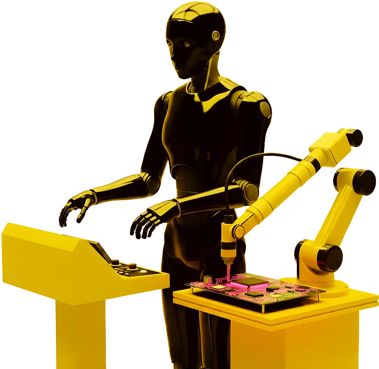 Grafika robota Storm AI - asystent AI dla produkcji